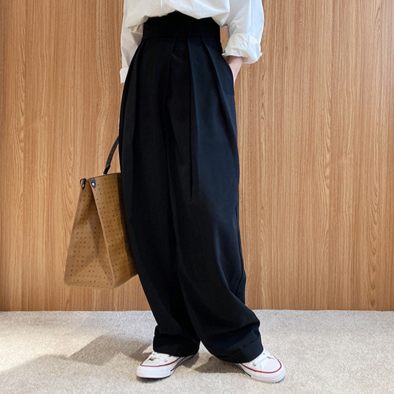 High Waist Pleated Suit Loose Wide Leg Pants