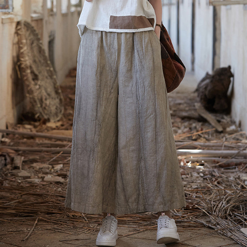 Tie-dyed Elastic Waist Wide-leg Pants