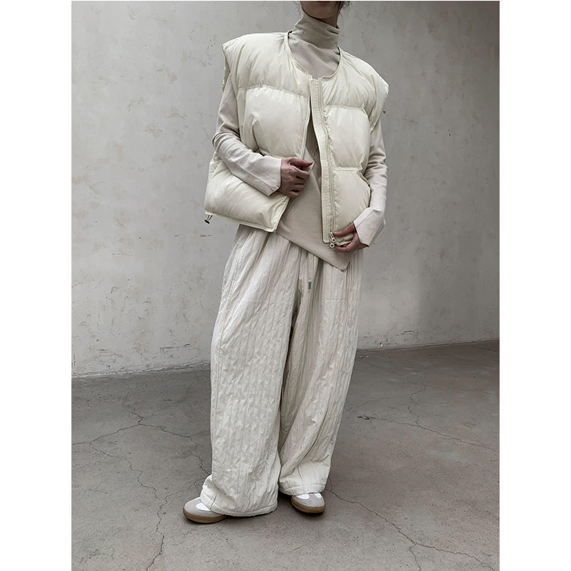 Vertical Thick Embossed High Waist Pants
