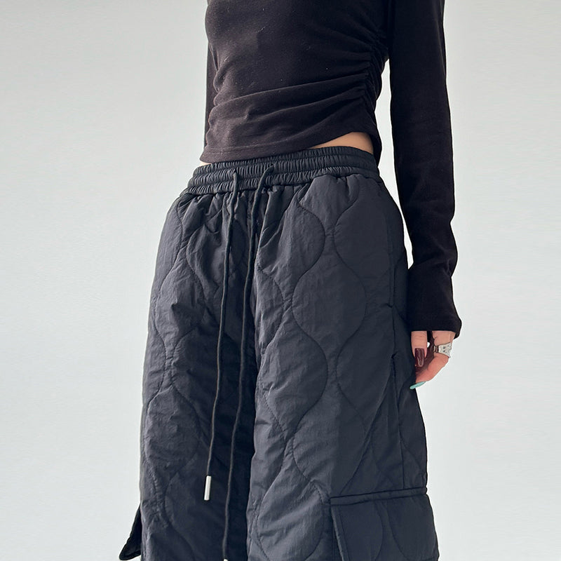 Multi-pocket Workwear Cotton Thickened Wide-leg Pants