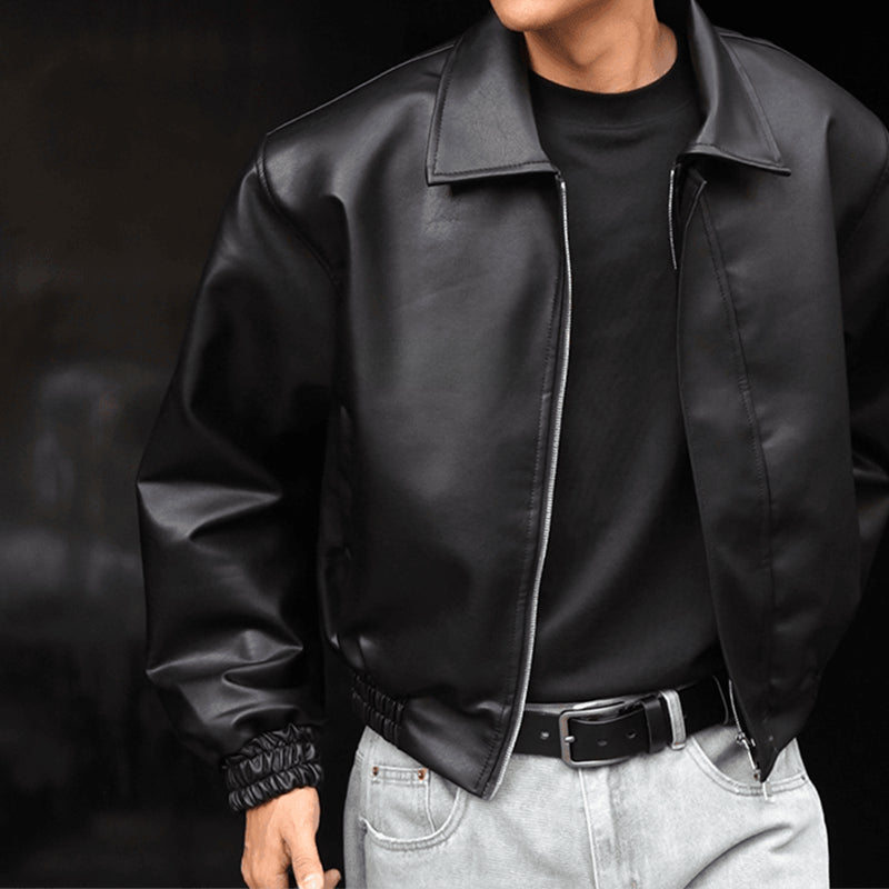 Vintage Padded Leather Short Jacket