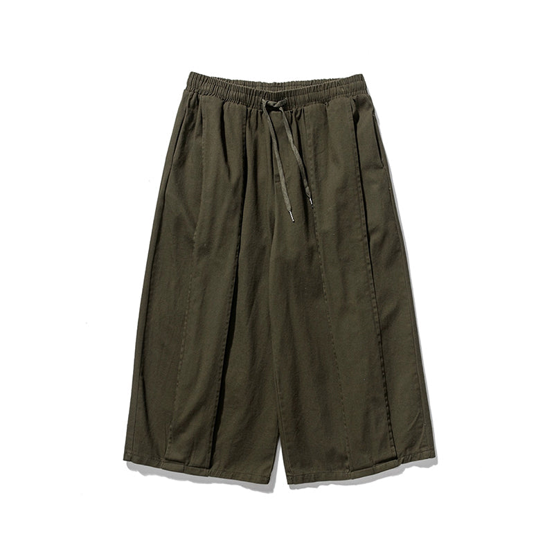 Cotton and Linen Wide Leg Bloomers Cropped Pants