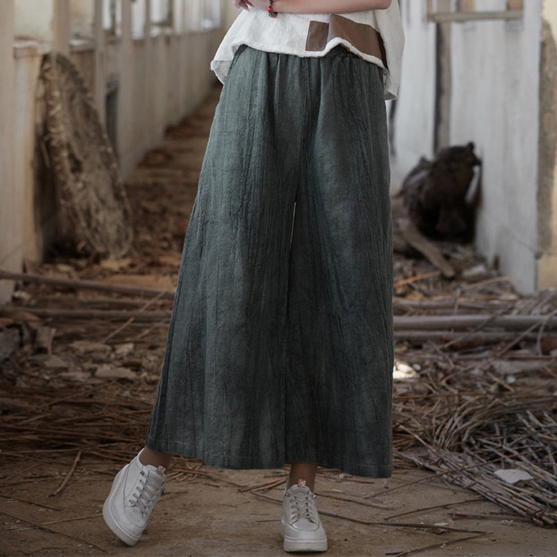 Tie-dyed Elastic Waist Wide-leg Pants