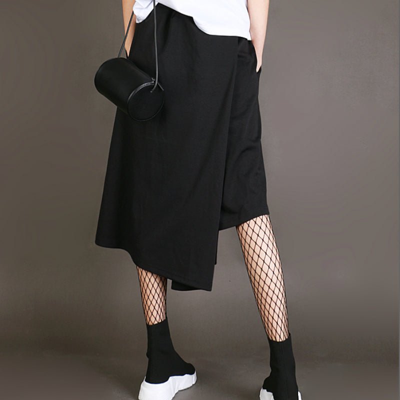 Wide-leg Elastic Waist Irregular Loose Pants