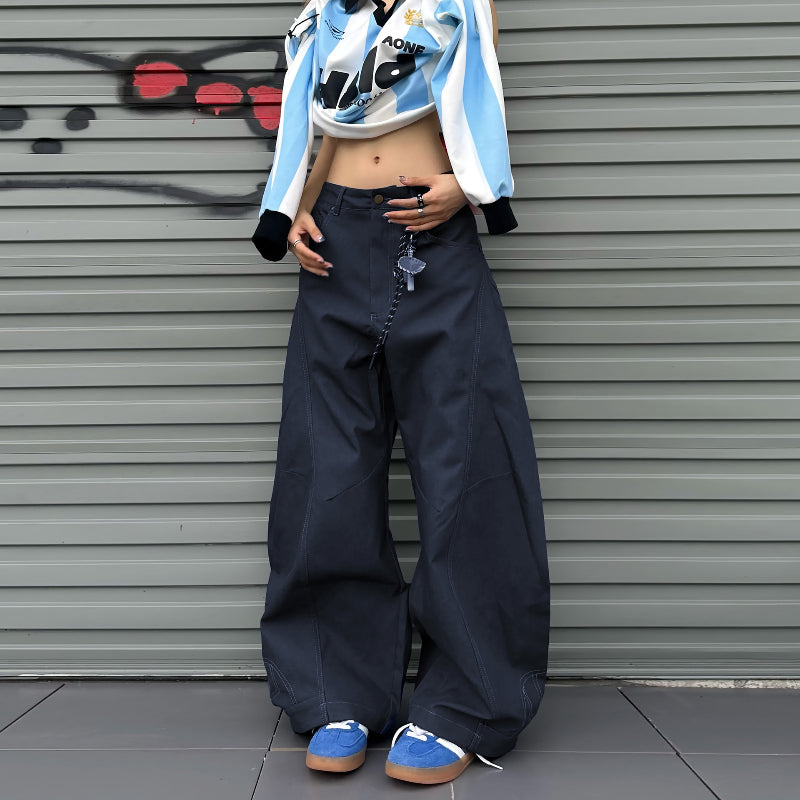 American Retro Inverted Design Embroidered Scimitar Jeans