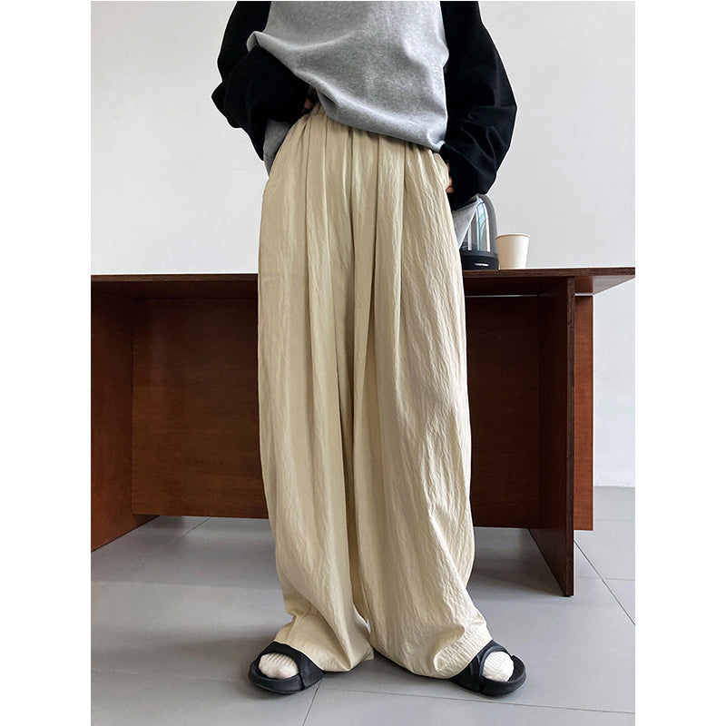 Spring Retro Loose High Waist Drape Wide Leg Pants