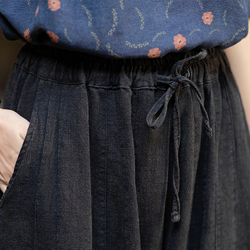 Loose Cotton And Linen Patchwork Bloomers