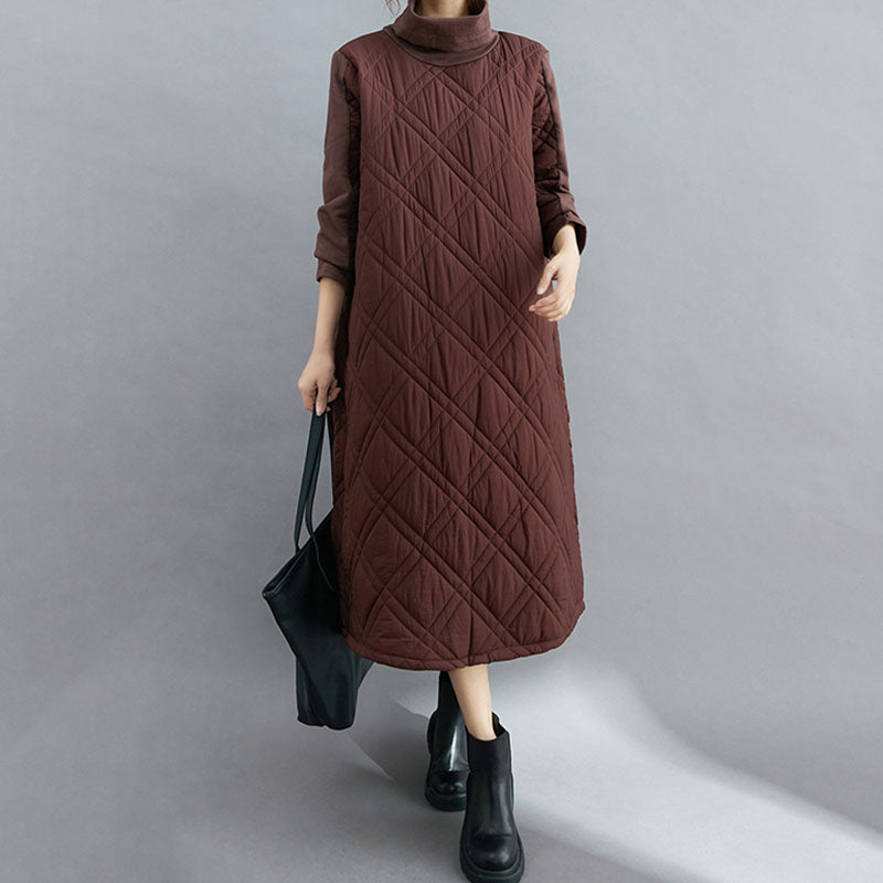 Diamond High Collar Knee Length Bottoming Dress