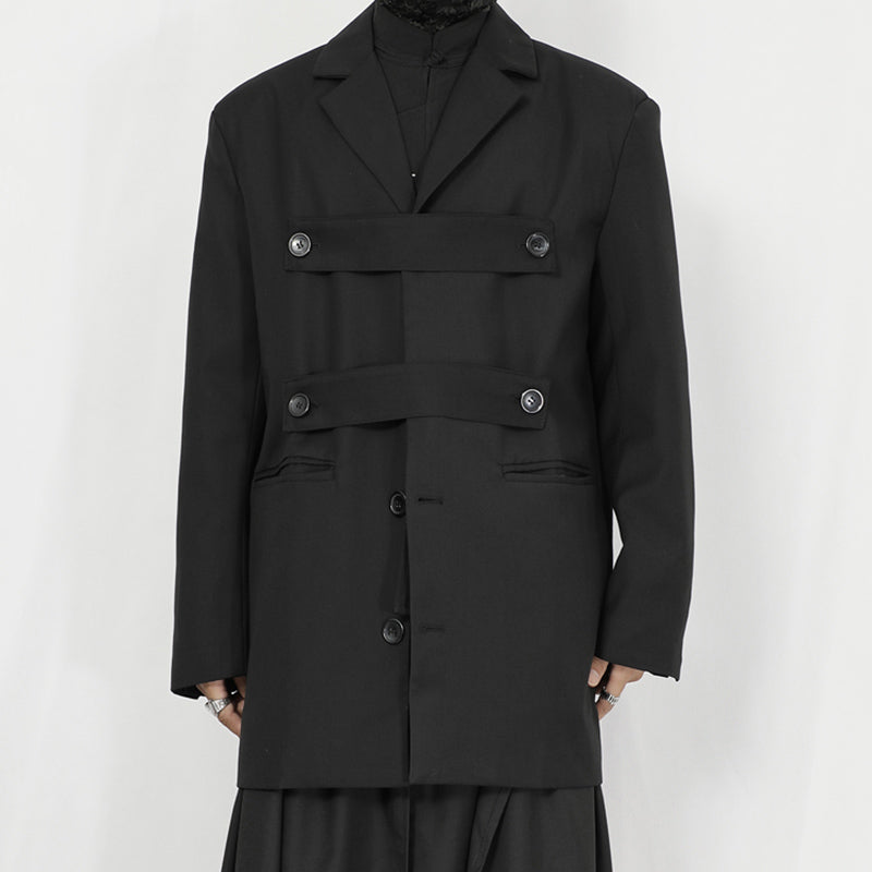 Mid-length Loose Removable Ribbon Shoulder Pad Blazer