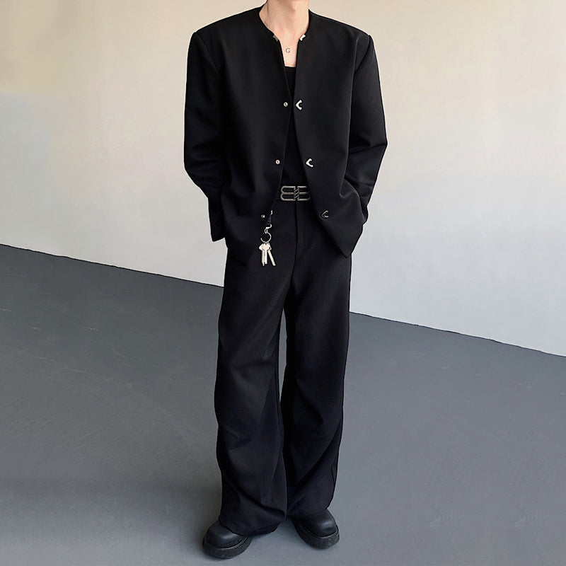 Metal Button V-neck Short Suit Jacket