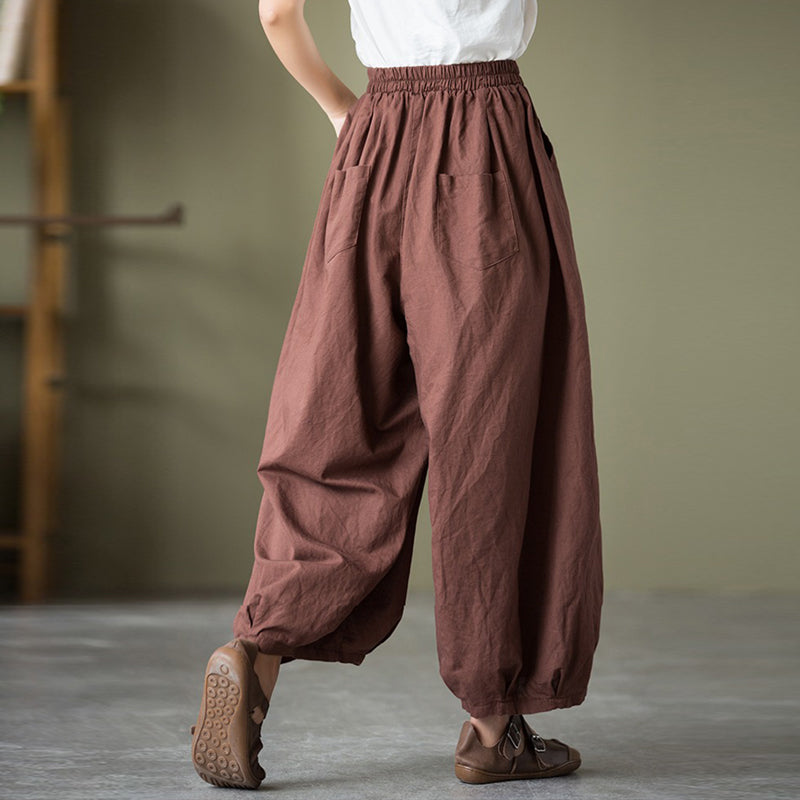 Cotton And Linen Loose Wide-leg Casual Big Bloomers