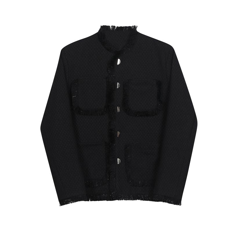Vintage Tassel Single Breasted Collarless Jacket