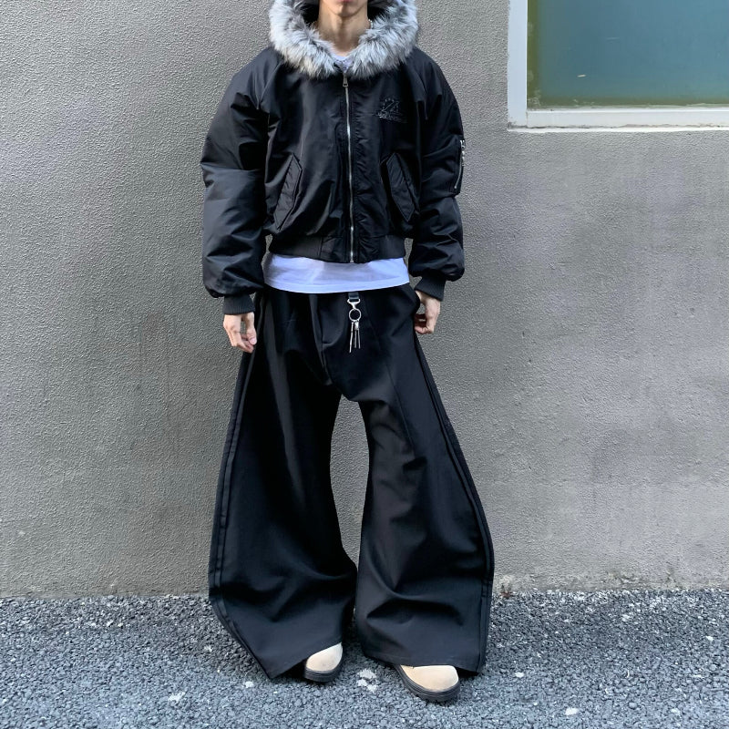 Vintage Faux Fur Collar Hooded  Short Jacket