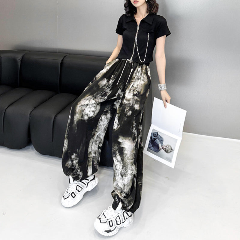 Tie-dyed Loose Ice Silk Casual Bloomers