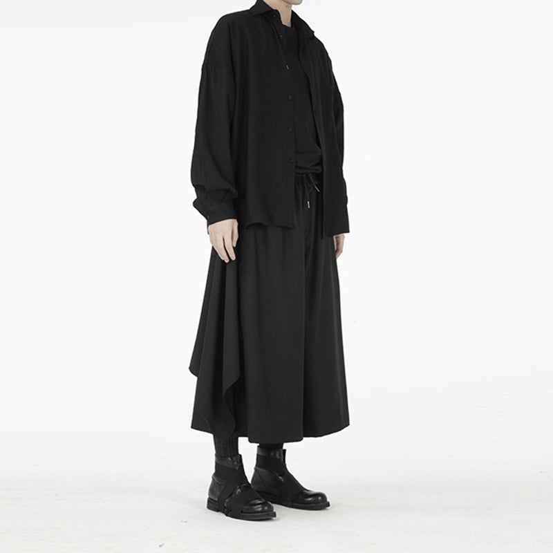Loose Cropped Culottes Hakama Pants
