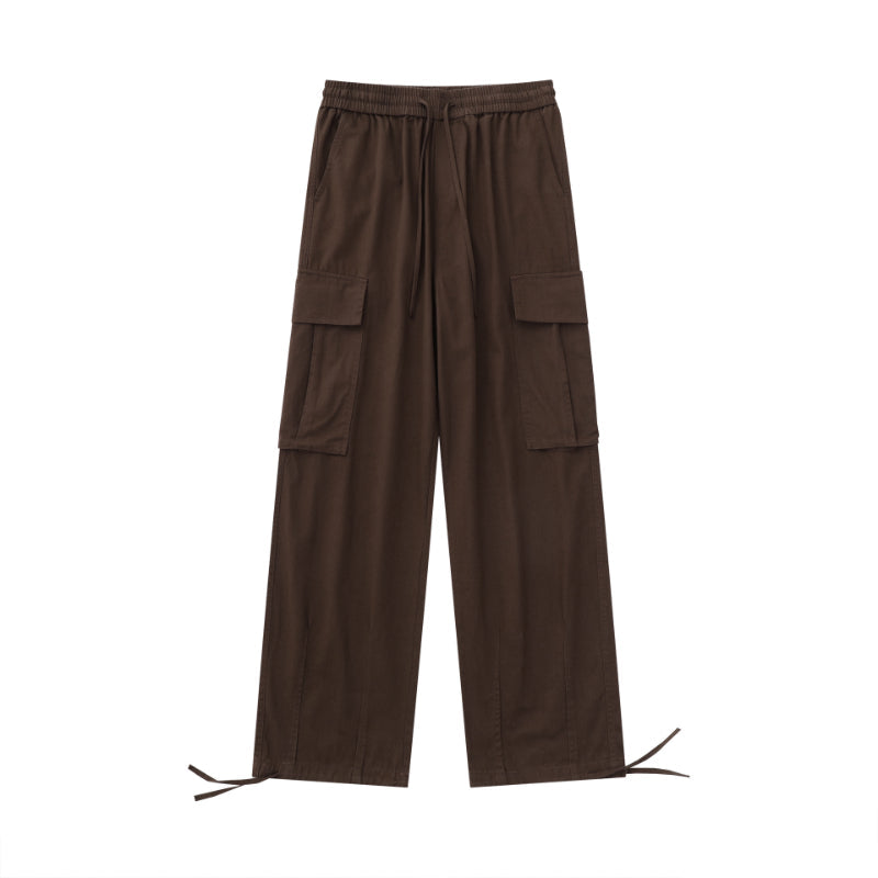 Drawstring Side Pockets Adjustable Trousers