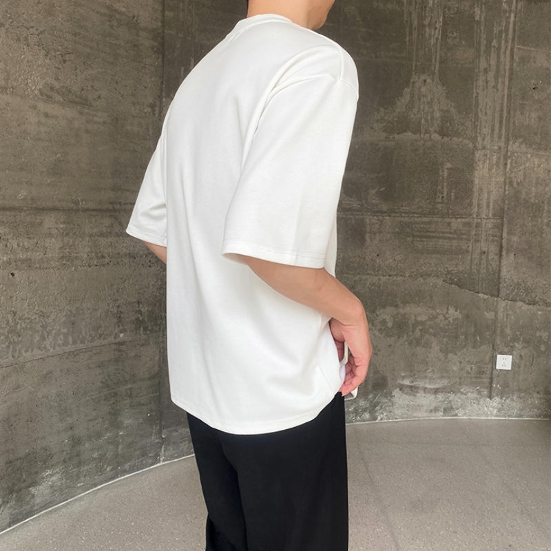 Embroidered Buttoned Casual Loose T-shirt