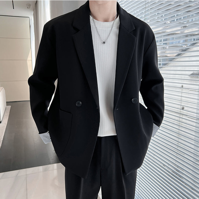 Black Loose Drape Suit Jacket