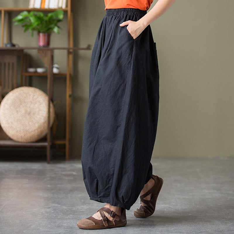 Cotton And Linen Loose Wide-leg Casual Big Bloomers