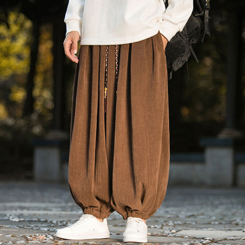 Wheat Ear Pattern Corduroy Wide-leg Pants