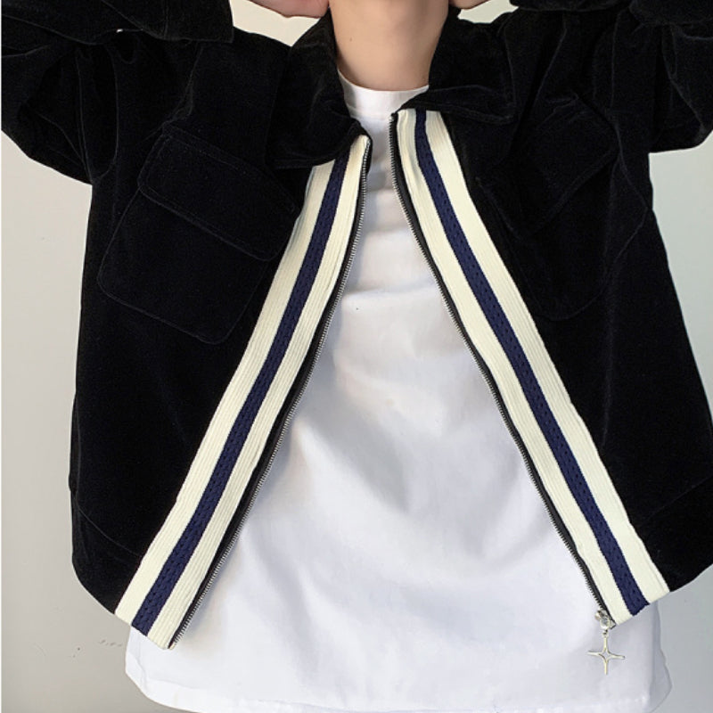 Contrast Color Patchwork Short Vintage Lapel Jacket