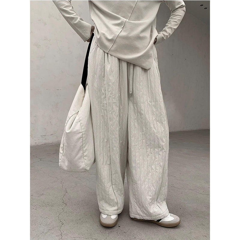 Vertical Thick Embossed High Waist Pants