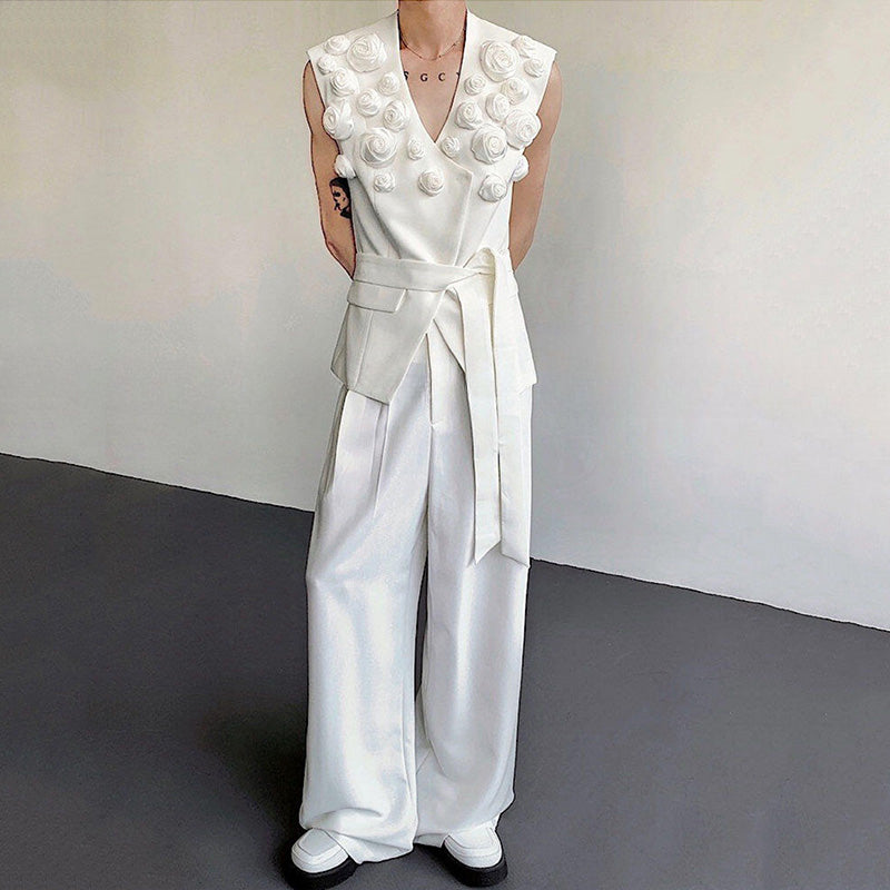 Design Three-dimensional Rose Sleeveless Suit Vest