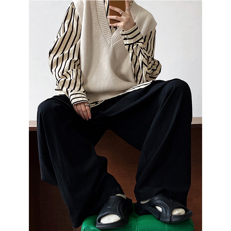 Spring Retro Loose High Waist Drape Wide Leg Pants