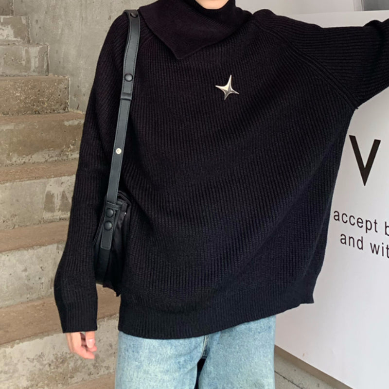 Double Collar Lazy Bottoming Sweater