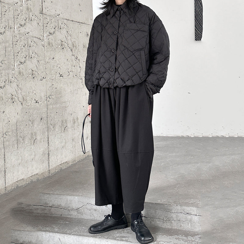 Diamond-patterned White Duck Down Jacket