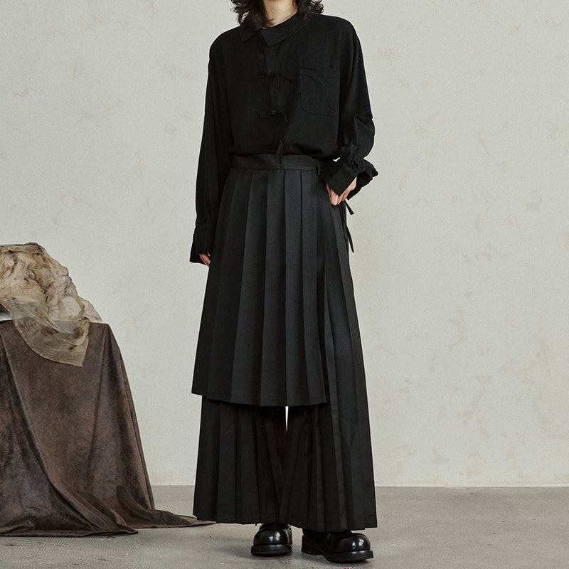 Detachable Samurai Wide Leg Pleated Culottes