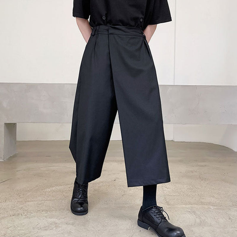 Asymmetric Wide-leg Culottes Hakama Pants