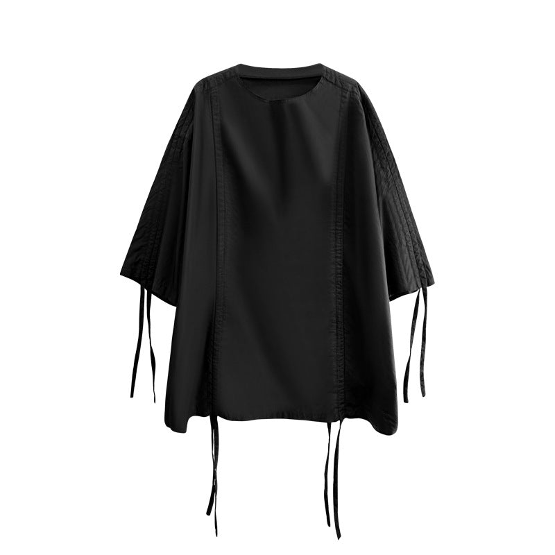 Drawstring Strap Pleated T-Shirt
