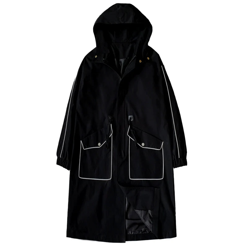 Hooded Mid-length Windbreaker Jacket