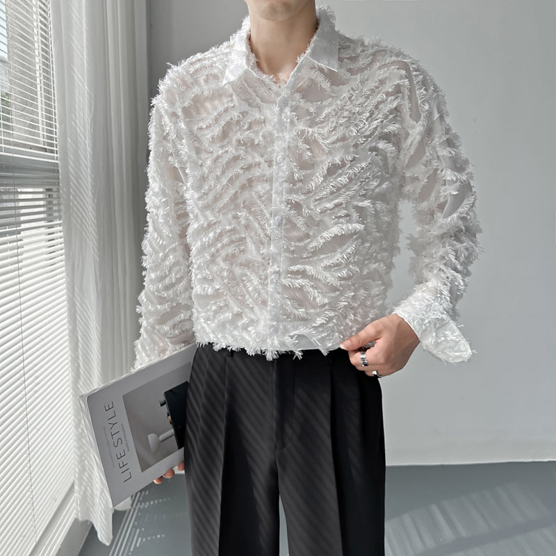 Sheer Fringed Fringed Shirt