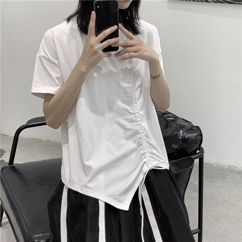 Drawstring Irregular T-shirt