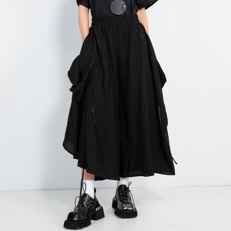 Irregular Elastic Waist Loose Wide-leg Pants
