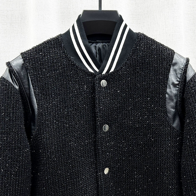 Baseball Collar Gold Dot Warm Jacket