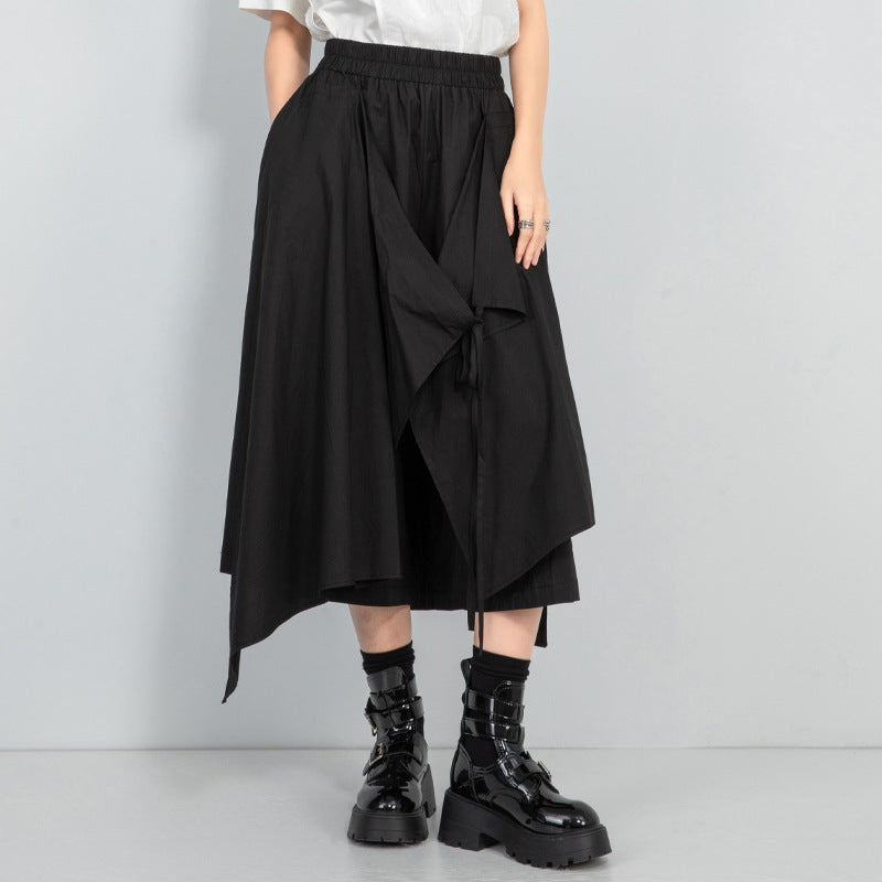 Elastic Waist Irregular Patchwork Skirt Pants
