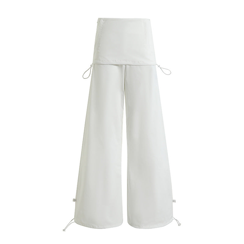 Fake Two-piece Slim Wide-leg Culottes Casual Pants