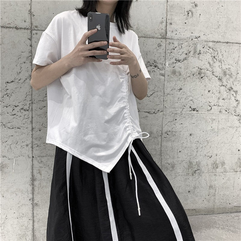 Drawstring Irregular T-shirt