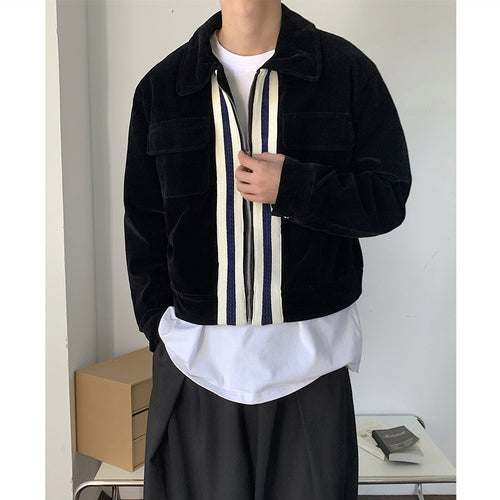 Contrast Color Patchwork Short Vintage Lapel Jacket