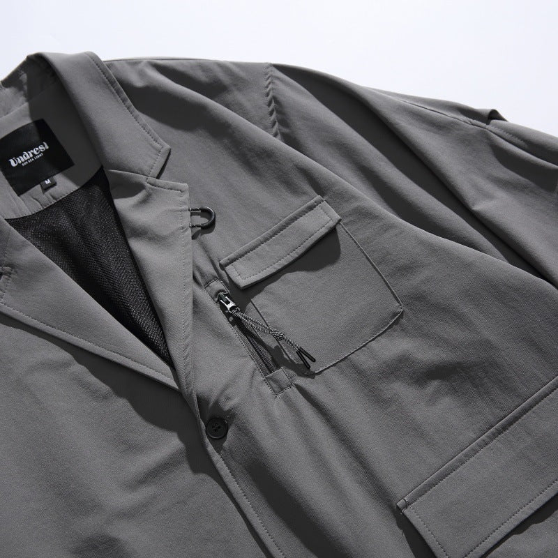 Loose-fitting Curved Lapel Blazer