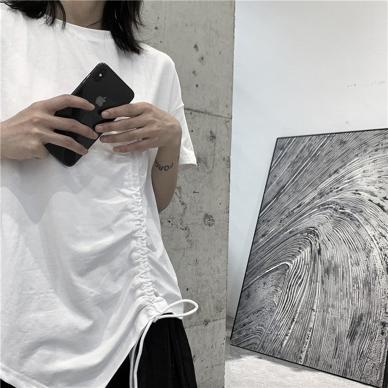 Drawstring Irregular T-shirt