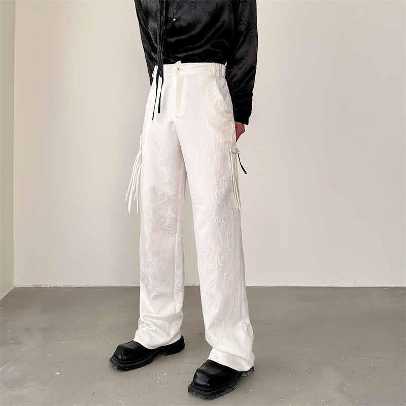 Dark Pattern Jacquard Knot Design Casual Pants