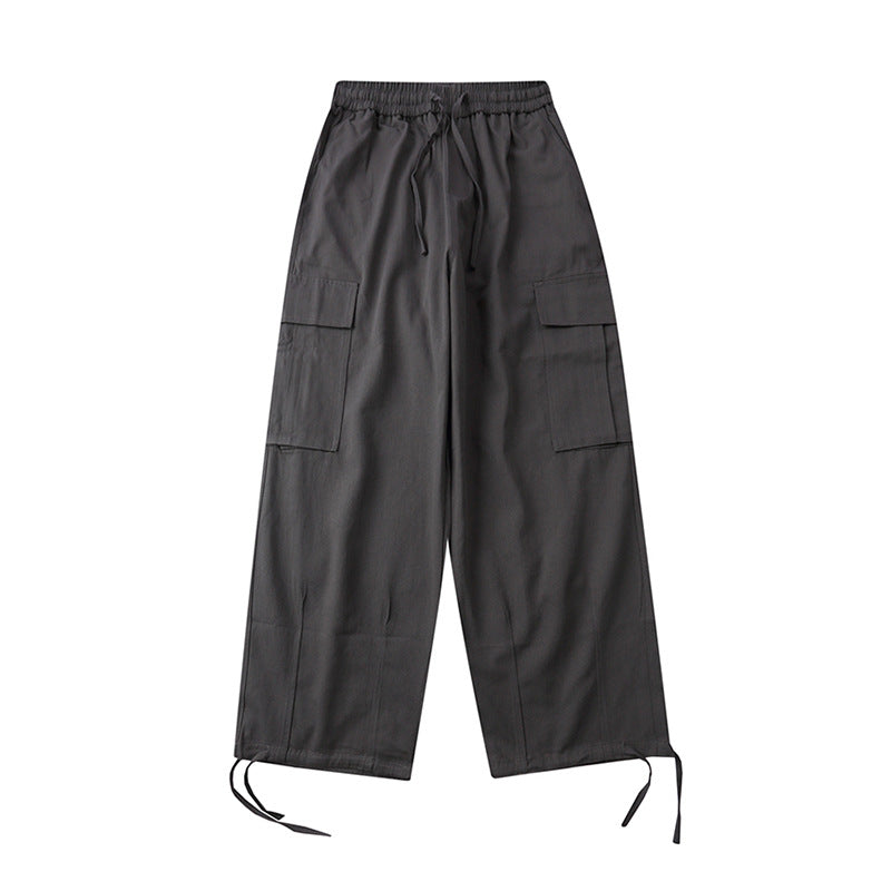 Drawstring Side Pockets Adjustable Trousers