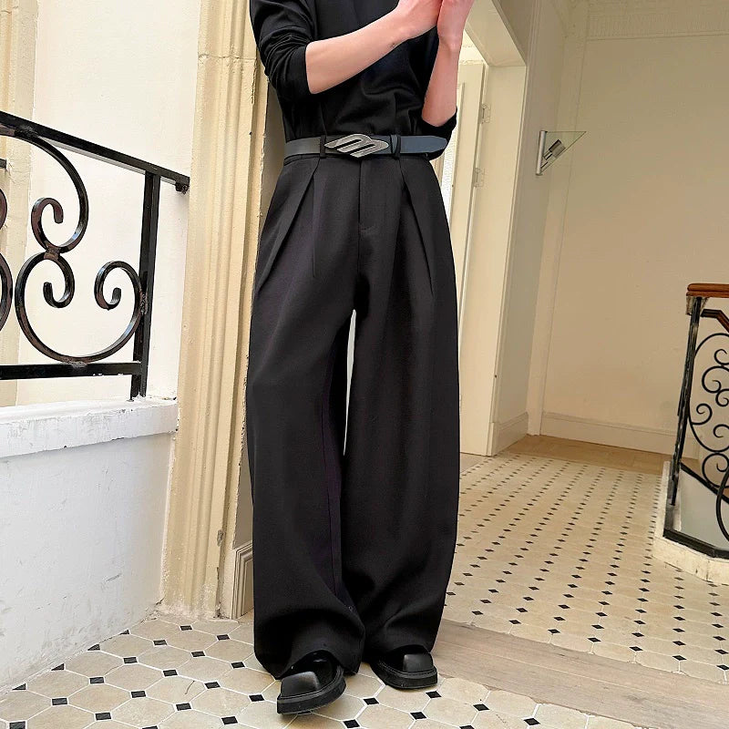 Drape Wide-leg Casual Suit Trousers