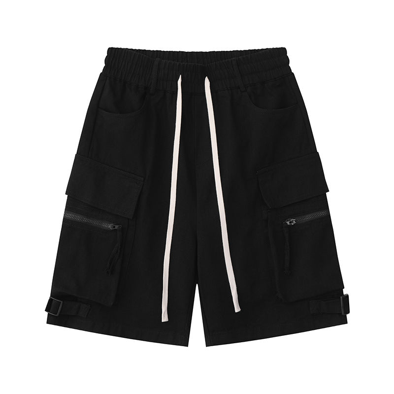 Drawstring Zipper Pocket Shorts
