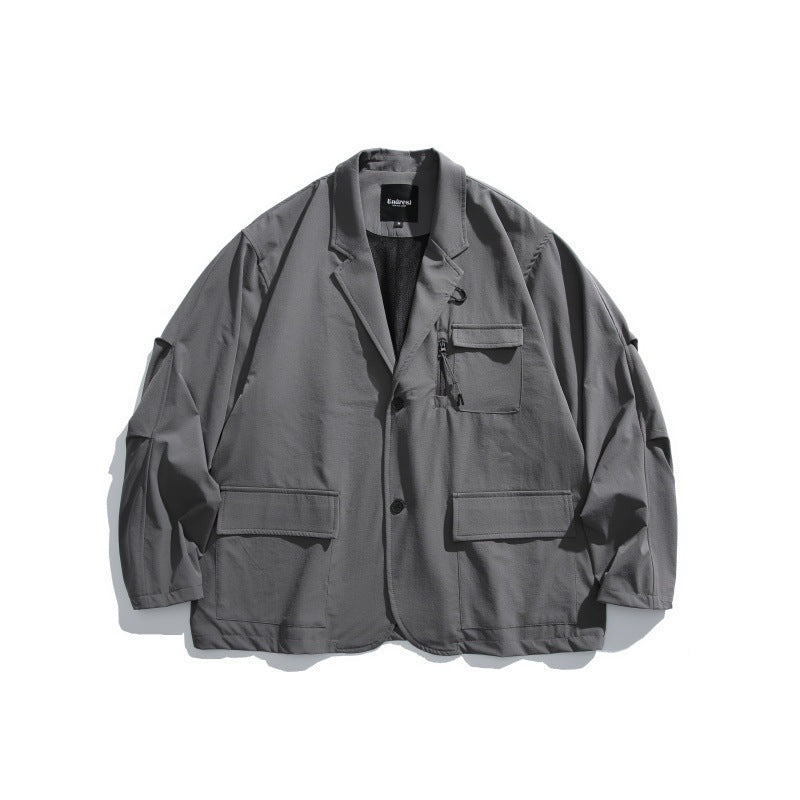 Loose-fitting Curved Lapel Blazer