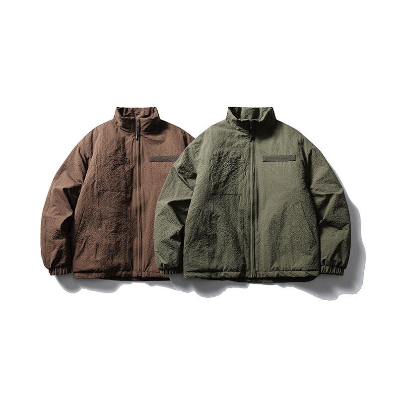 Japanese Solid Color Warm Stand Collar Cotton Coat